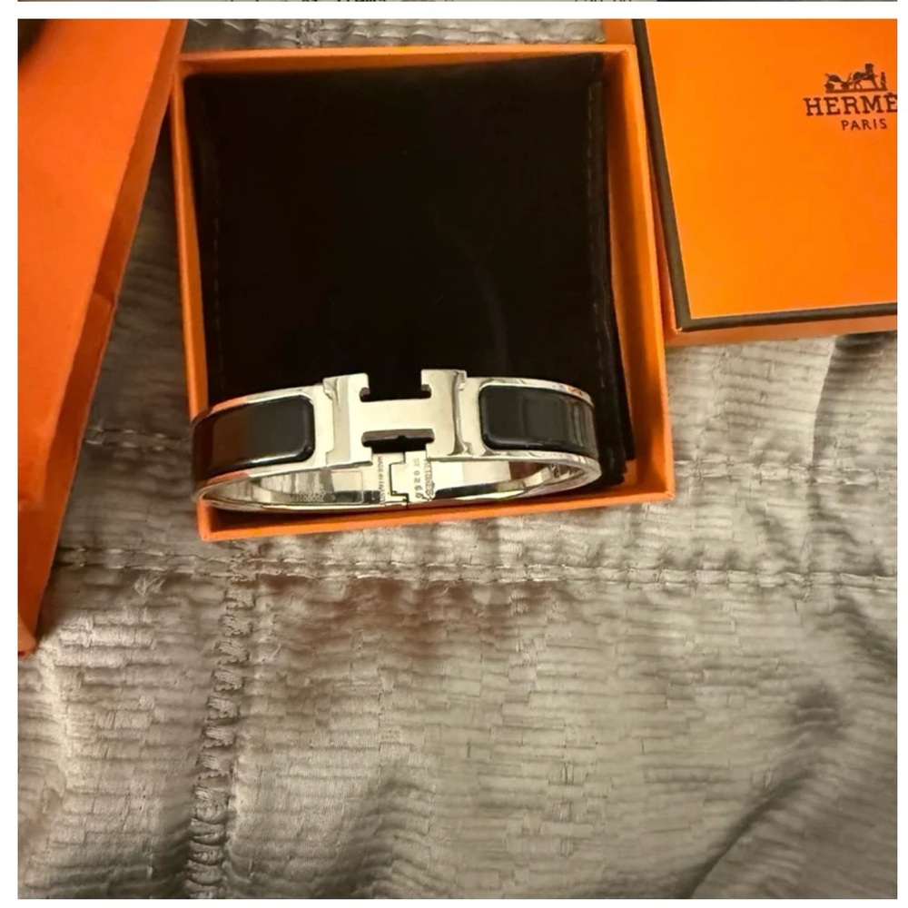 Hermes Clic H Black & Silver Bracelet